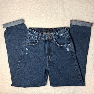 Zara High Rise Denim Jeans with Patching Size 00